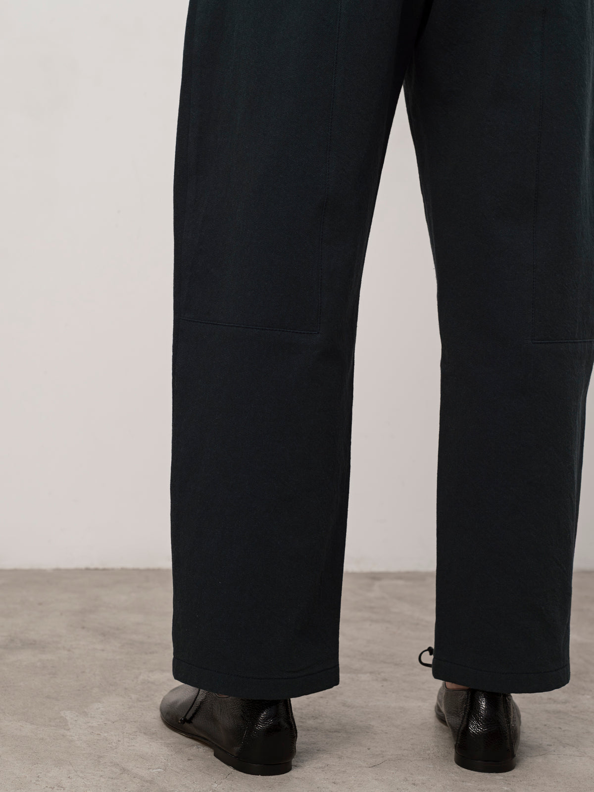 Pleated Blue Cotton Twill Trouser