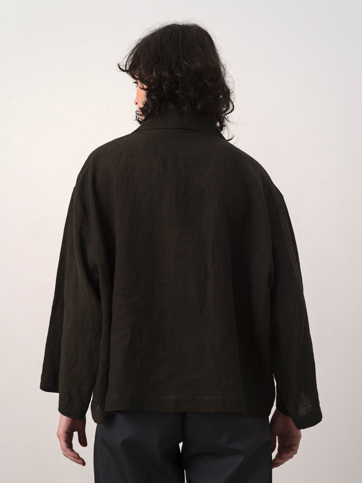 Brown Linen Half-Zip Pullover