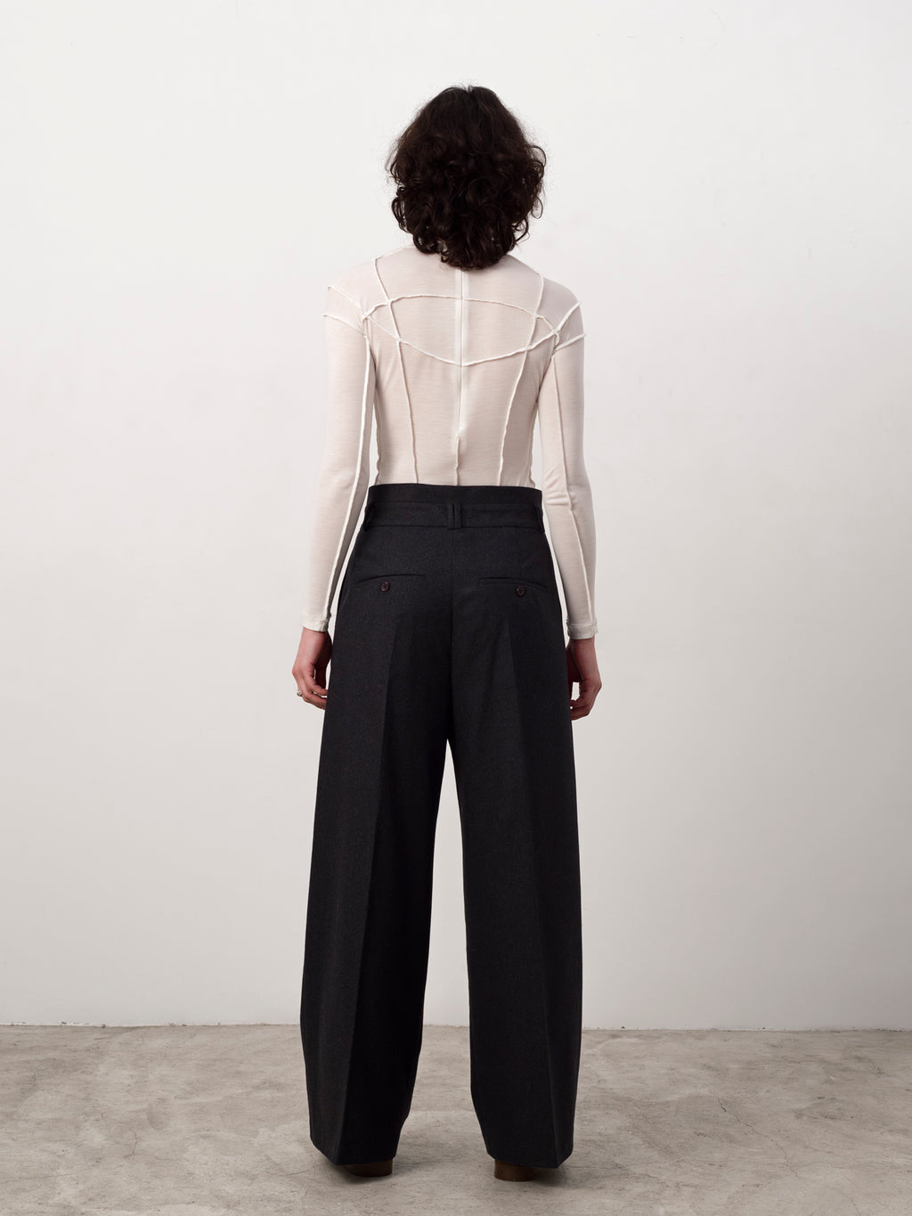 Double Waistband Wool Trouser