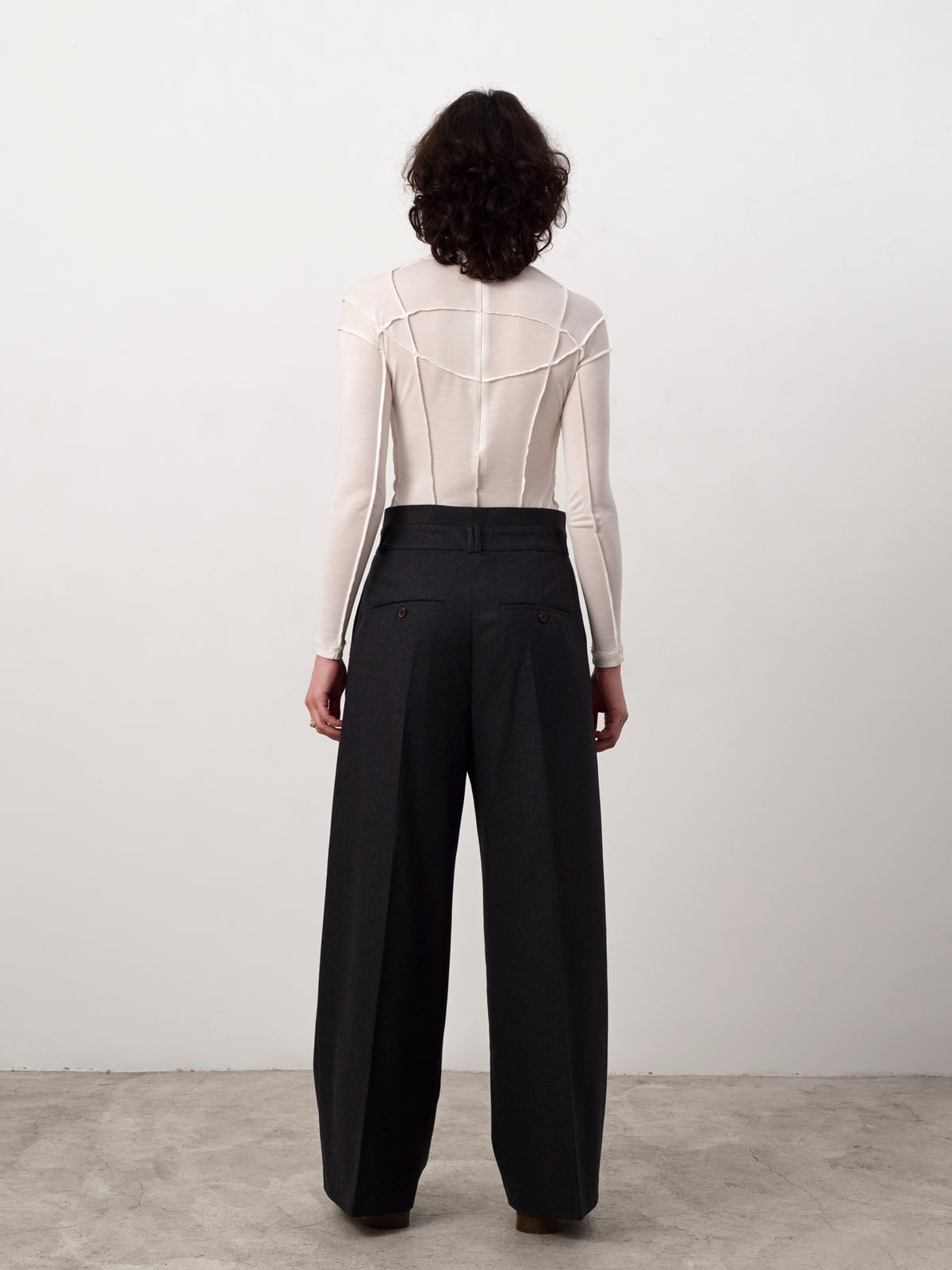 Double Waistband Wool Trouser