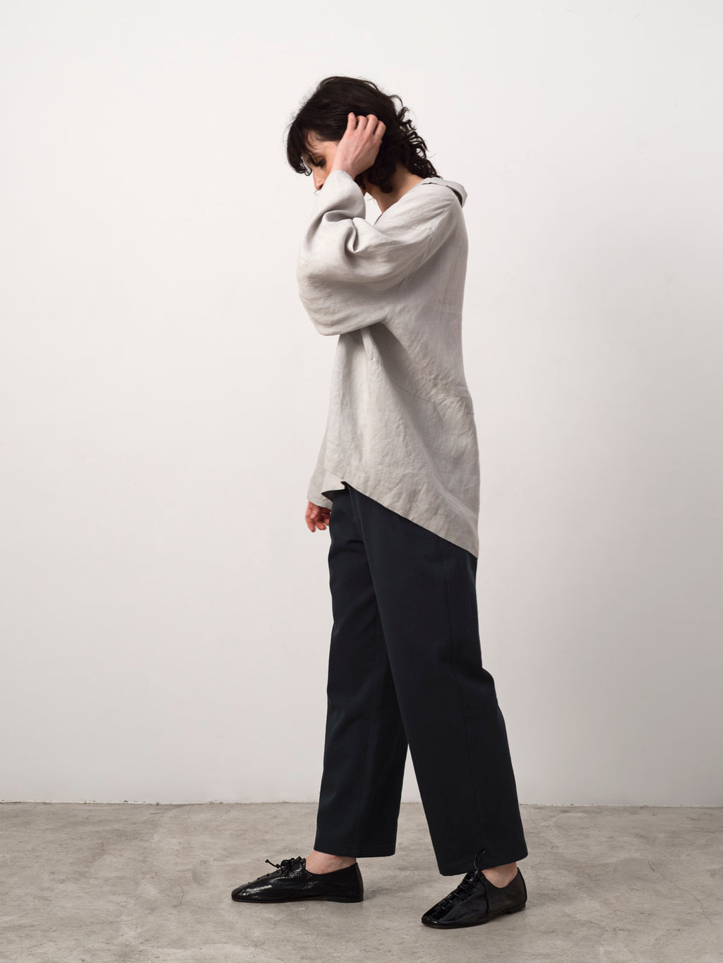 Pale Grey Hemp V-Neck Sweatshirt