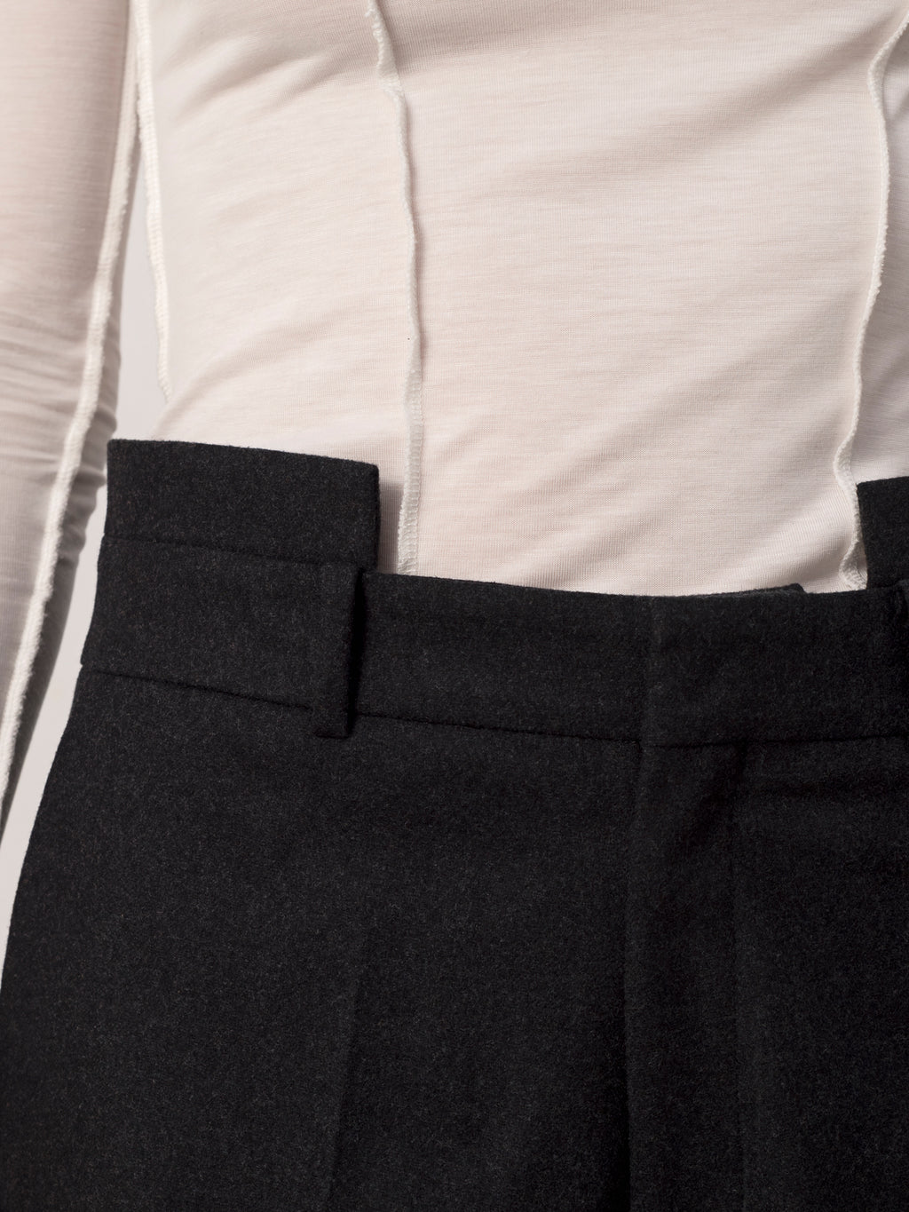 Double Waistband Wool Trouser