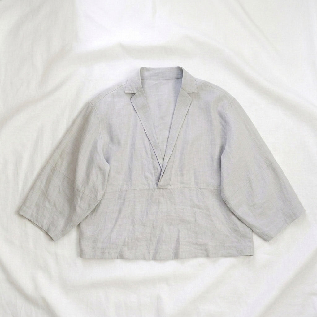 Pale Grey Hemp V-Neck Sweatshirt