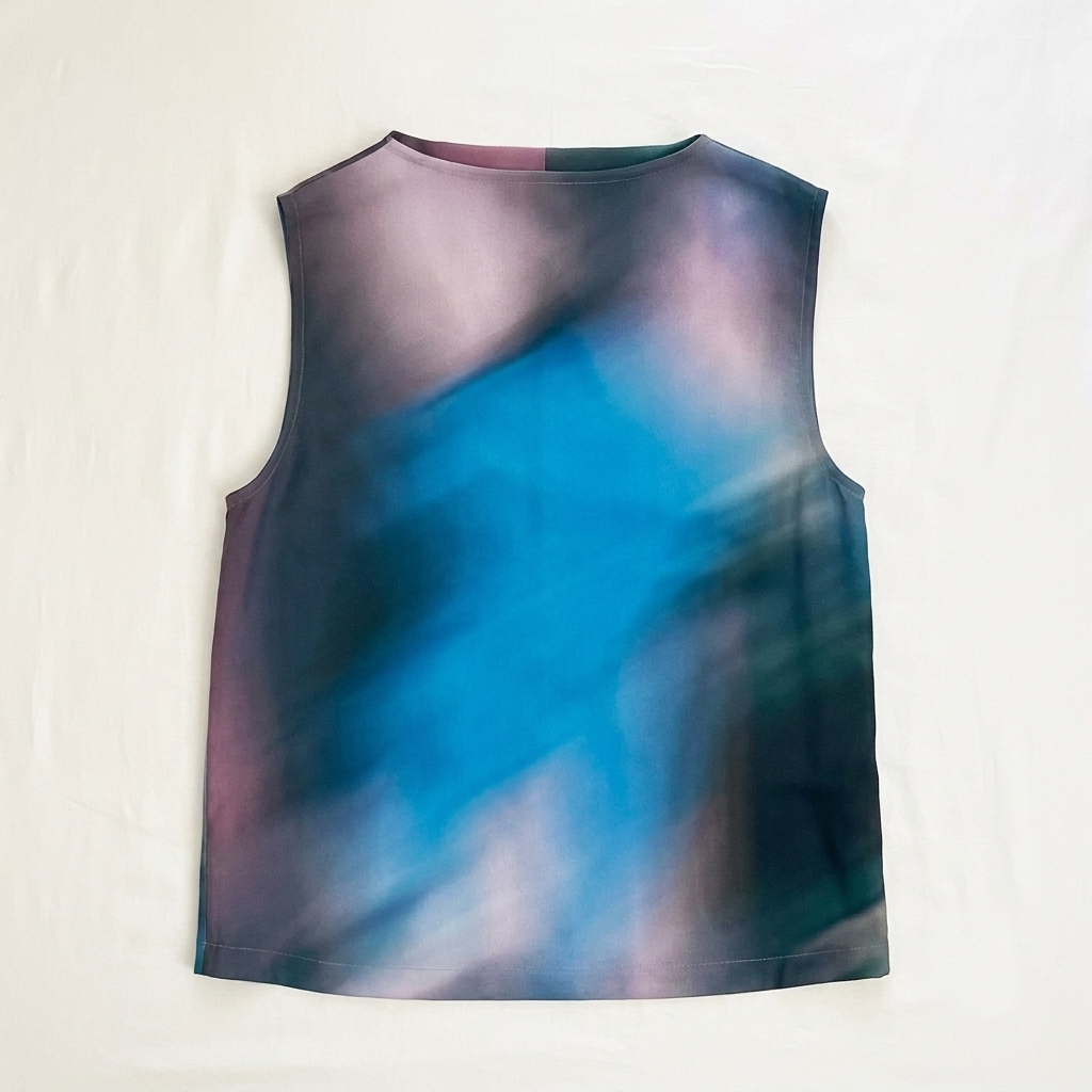 Blurred Print Viscose Shell Top